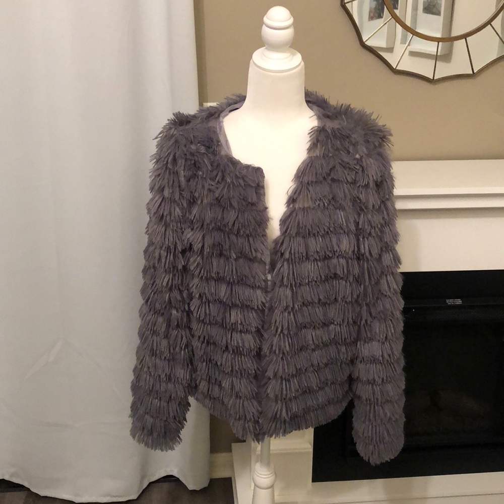 Gray Pom Pom Jacket NWOT
